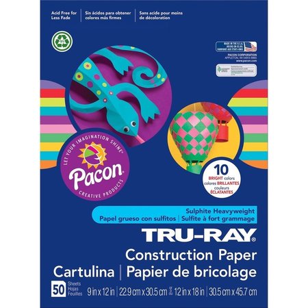 TRU-RAY Paper, Const, 9X12, Brite, 50Sh Pk PAC102940